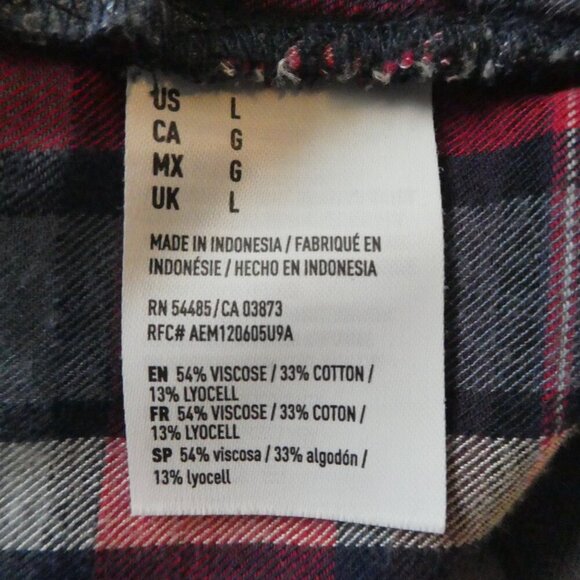 American Eagle Red White Blue Plaid Oversized Fit Button Up Shirt Womens Large - Picture 5 of 6